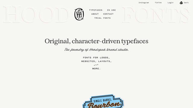 Screenshot: hoodfonts.com - uses Beale