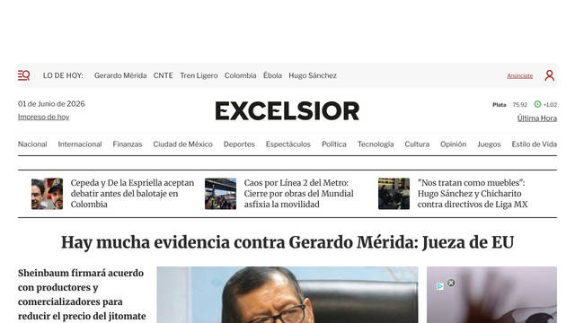 Screenshot: excelsior.com.mx - uses Libre Franklin