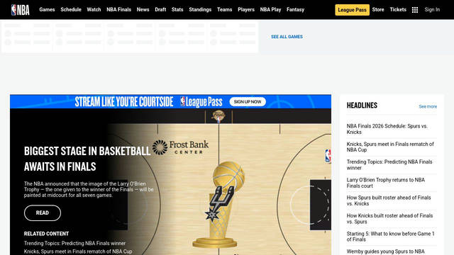 Screenshot: nba.com - uses WNBA Bold