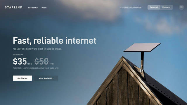 Screenshot: starlink.com - uses DIN_Regular