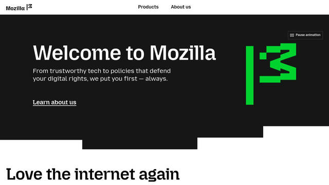 Screenshot: mozilla.org - uses Mozilla Text