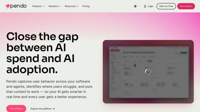 Screenshot: pendo.io - uses Inter Tight