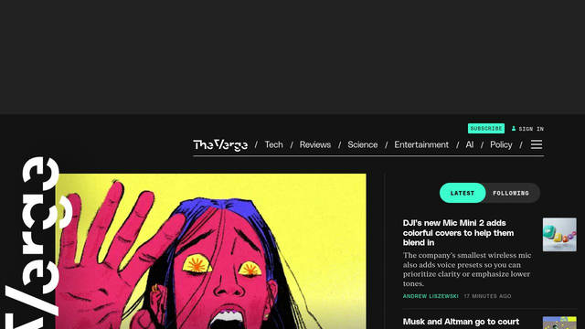 Screenshot of theverge.com