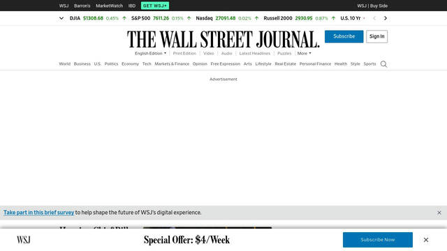 Screenshot: wsj.com - uses Exchange