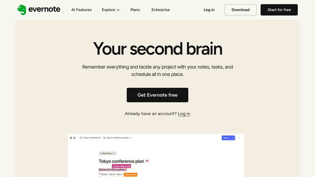Screenshot: evernote.com - uses Figtree