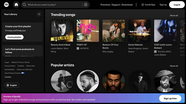 Screenshot: spotify.com - uses CircularSp-Grek