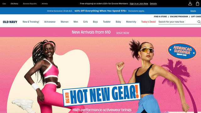 Screenshot: oldnavy.com - uses ON Sans Display Condensed v1