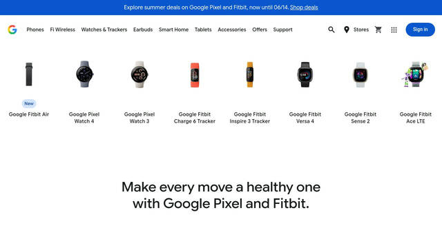 Screenshot: fitbit.com - uses Google Sans Display