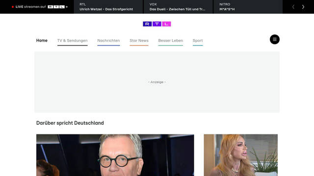 Screenshot: rtl.de - uses fontRtlUnited