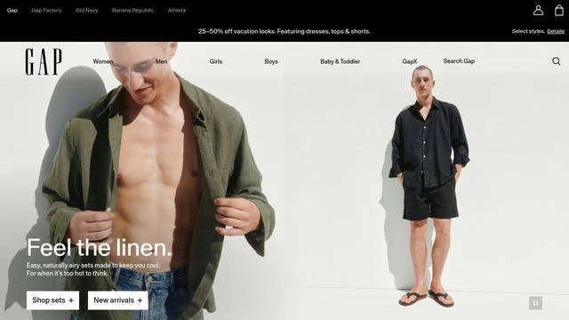 Screenshot: gap.com - uses Gap Sans