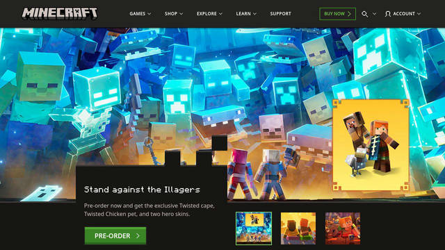 Screenshot: minecraft.net - uses MinecraftFive