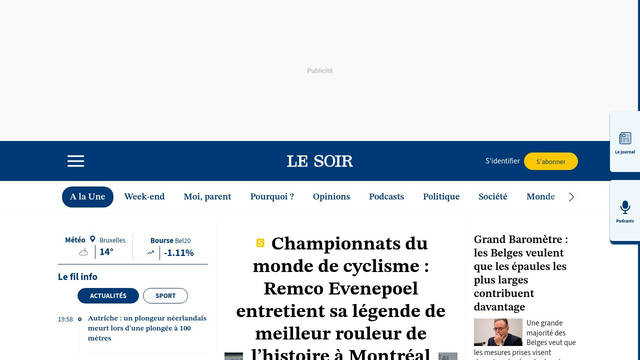 Screenshot: lesoir.be - uses main