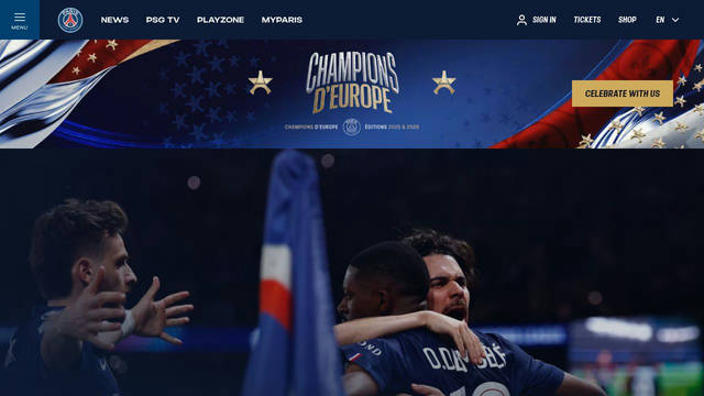 Screenshot: psg.fr - uses virageCondensed