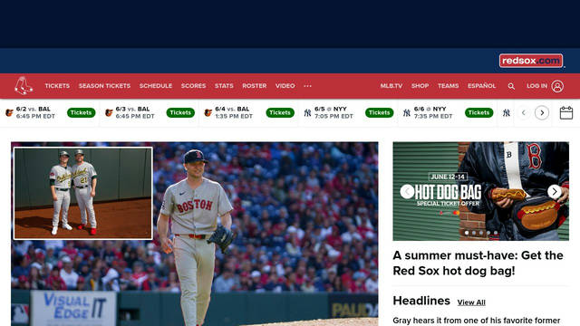 Screenshot: redsox.com - uses mlb-primary Screenshot: redsox.com - uses mlb-primary