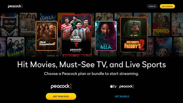 Screenshot: peacocktv.com - uses peacocksans