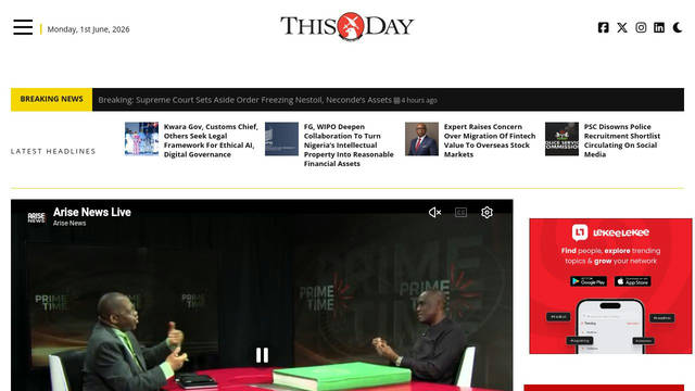 Screenshot: thisdaylive.com - uses Font Awesome 6 Duotone
