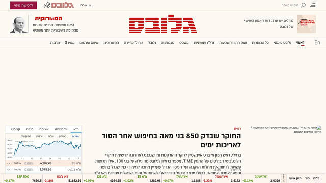 Screenshot: globes.co.il - uses OpenSansHebrewBold