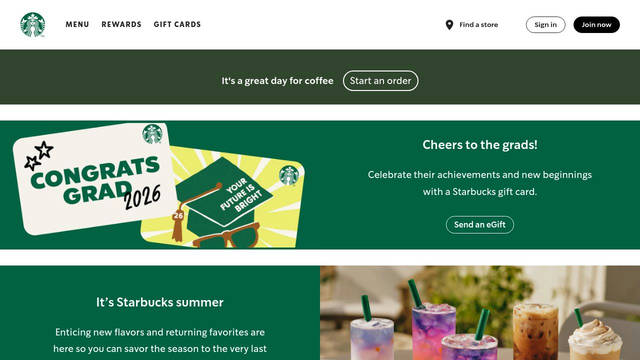 Screenshot: starbucks.com - uses SoDoSans