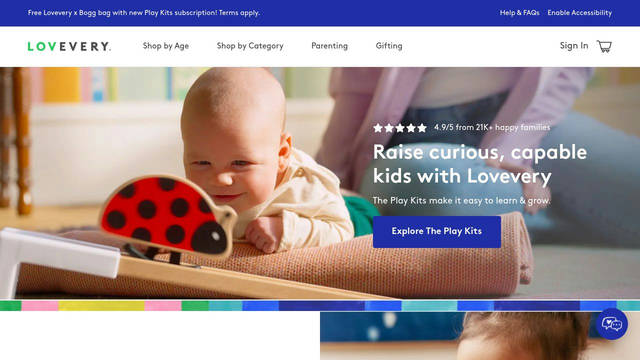 Screenshot: lovevery.com - uses BradfordLLWeb-BookItalic