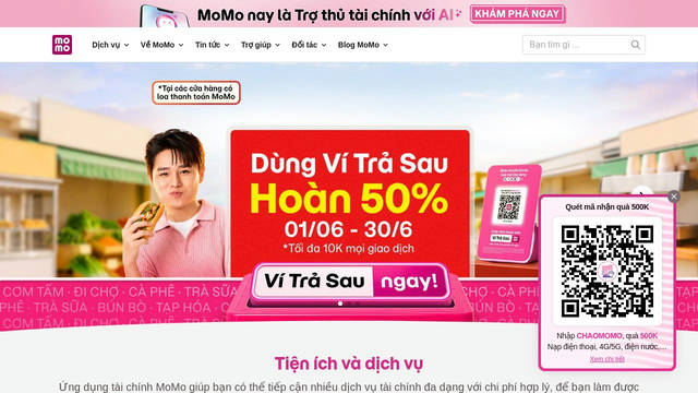 Screenshot: momo.vn - uses MoMo Signature