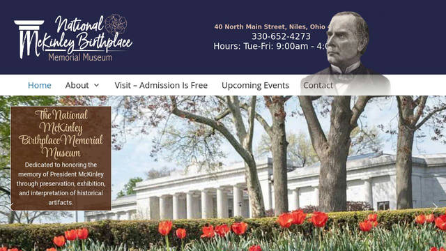 Screenshot: mckinleybirthplacemuseum.org - uses Style Script