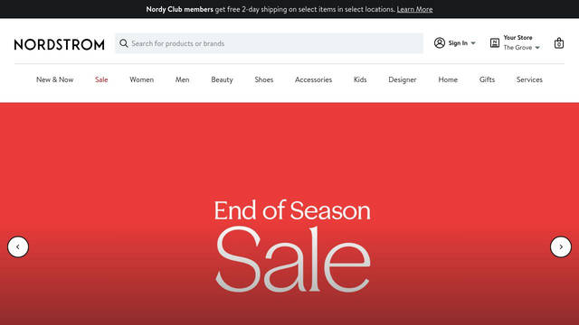 Screenshot: nordstrom.com - uses Brandon Text