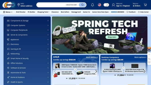 Screenshot: newegg.com - uses new-desktop