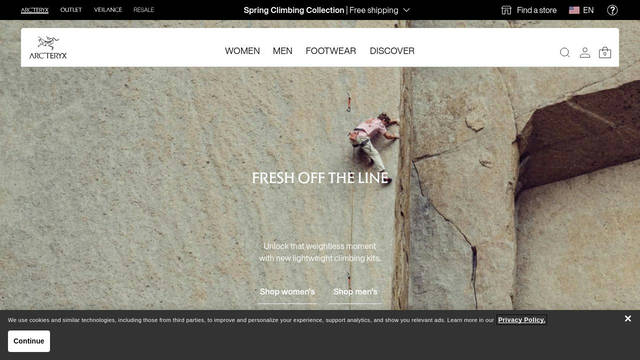 Screenshot: arcteryx.com - uses urw-din