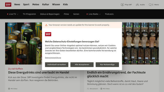 Screenshot: srf.ch - uses SRG_SSR_Serif_Light