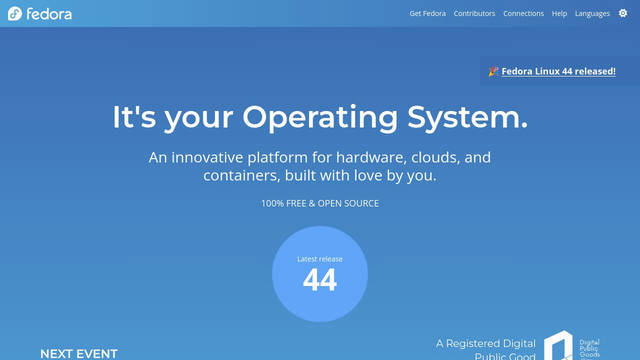 Screenshot: fedoraproject.org - uses Font Awesome\ 7 Brands