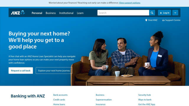 Screenshot: anz.com.au - uses Myriad Pro