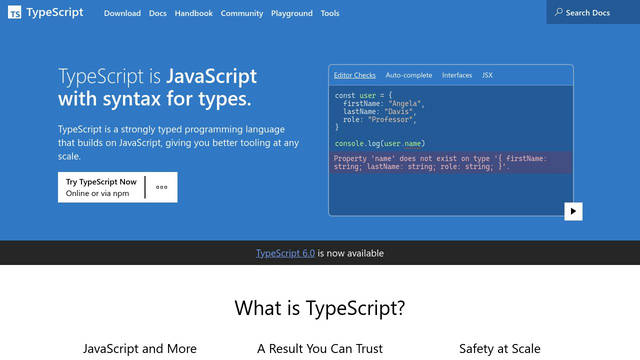 Screenshot: typescriptlang.org - uses JetBrains Mono-Regular
