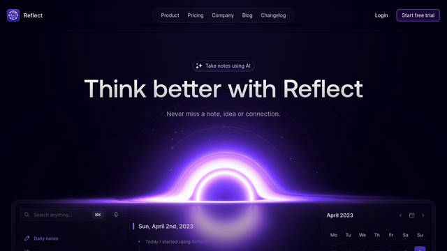 Screenshot: reflect.app - uses AeonikPro