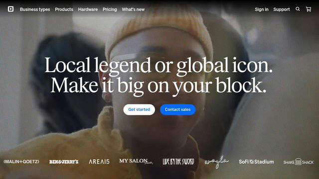 Screenshot: square.com - uses Square Sans Text
