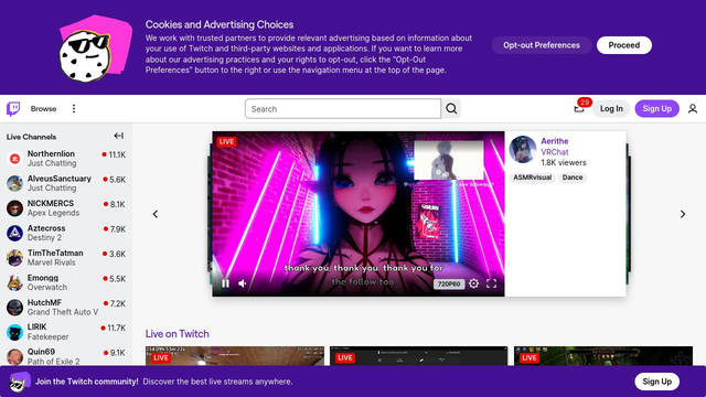 Screenshot: twitch.tv - uses Roobert