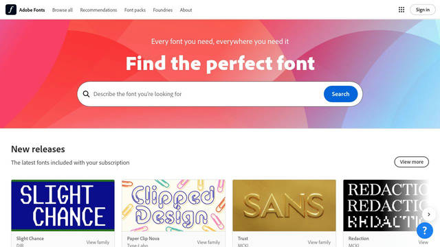 Screenshot: fonts.adobe.com - uses adobe-notdef