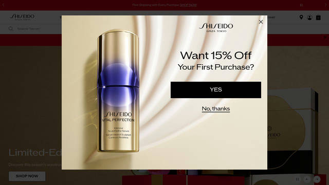 Screenshot: shiseido.com - uses Handlee Regular