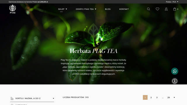 Screenshot: piagtea.com - uses baskerville-display-pt