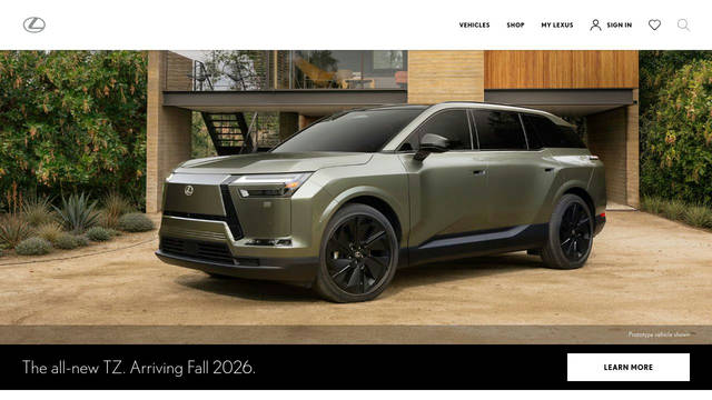 Screenshot: lexus.com - uses nobel-bold