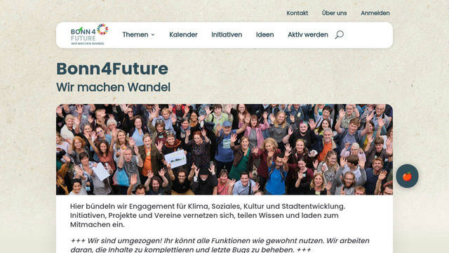 Screenshot: bonn4future.de - uses poppins v24 latin 500