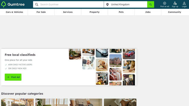 Screenshot: gumtree.com - uses Readex Pro