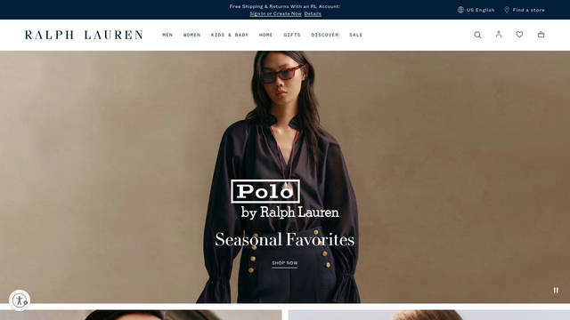 Screenshot: ralphlauren.com - uses RLNA-font