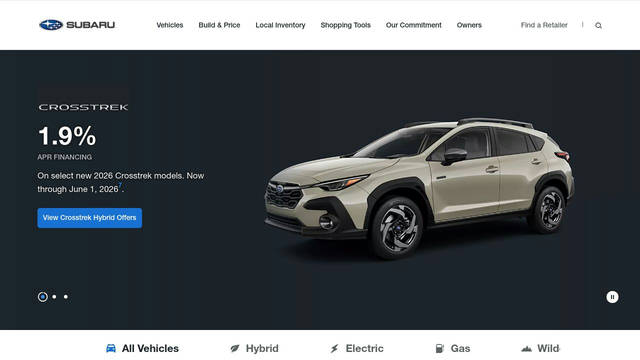 Screenshot: subaru.com - uses HelveticaNeueLTW05-75Bold