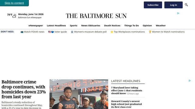 Screenshot: baltimoresun.com - uses Arvo