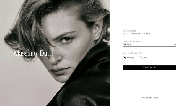 Screenshot: massimodutti.com - uses suisse-thin