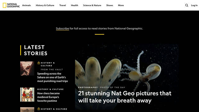 Screenshot: natgeo.com - uses TiemposTextBold