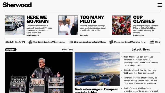 Screenshot: sherwood.news - uses General Grotesque Mono