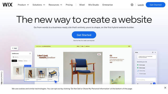 Screenshot: wix.com - uses din-next-w01-light