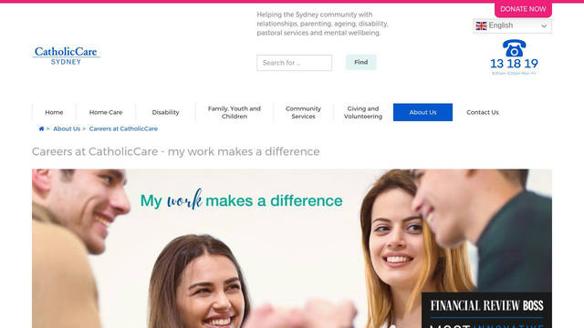 Screenshot: catholiccare.org - uses catholiccareregular