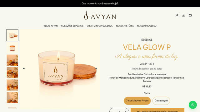 Screenshot: avyancandle.com - uses Liter